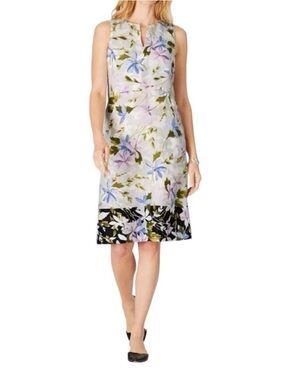 J Jill Love Linen Floral Color Block Mini Dress